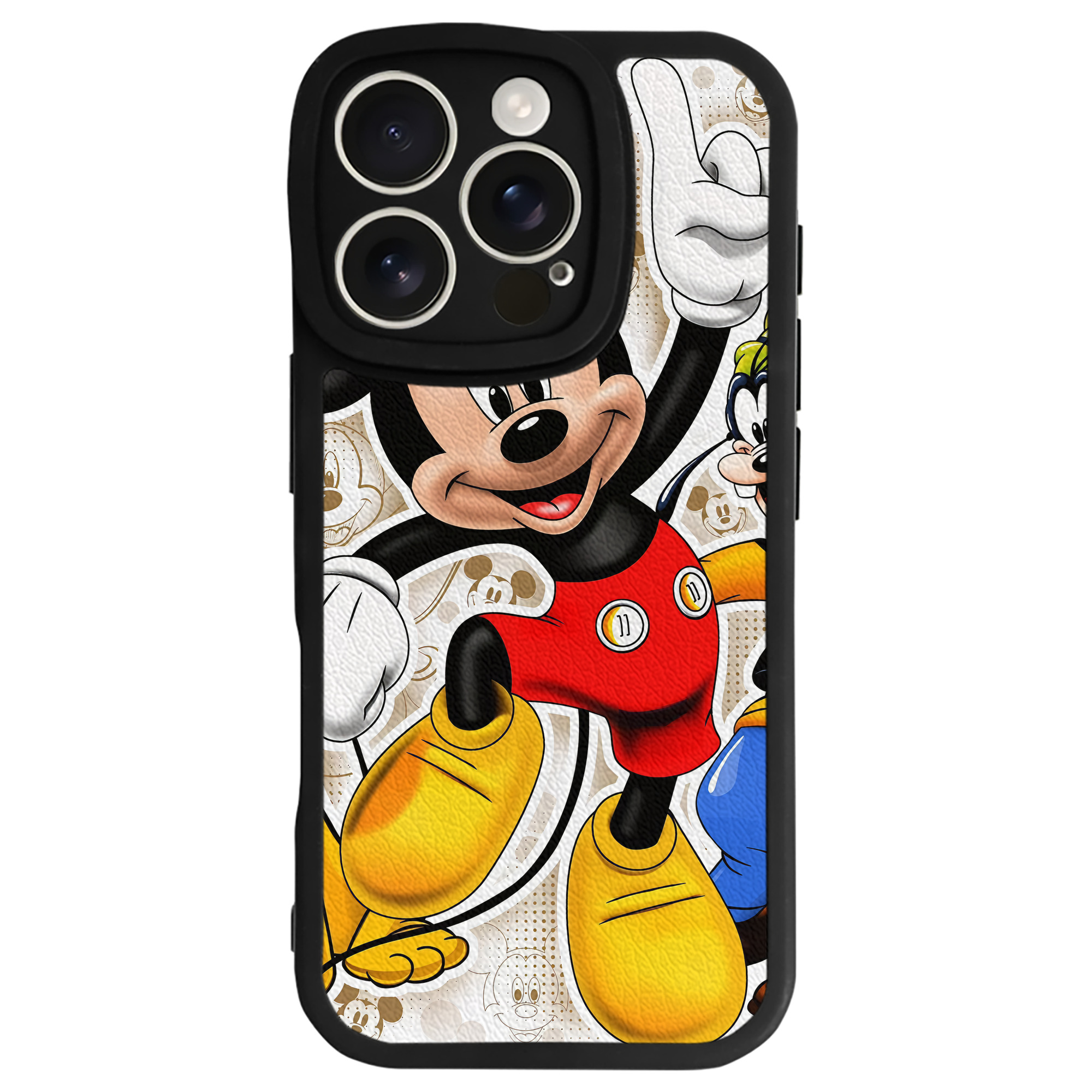 （画像用） ミッキーマウス Mickey Mouse 【iPhone 16シリーズ対応】シリコンスマホケース（レザー調） 材質：シリコン